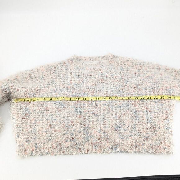 Lush Lovely Time Blush Pink Fuzzy Cropped Oversized Knit Sweater Size Large - Picture 5 of 7
